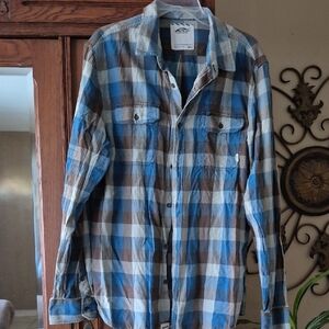 Vans Blue and Brown Plaid Shirt